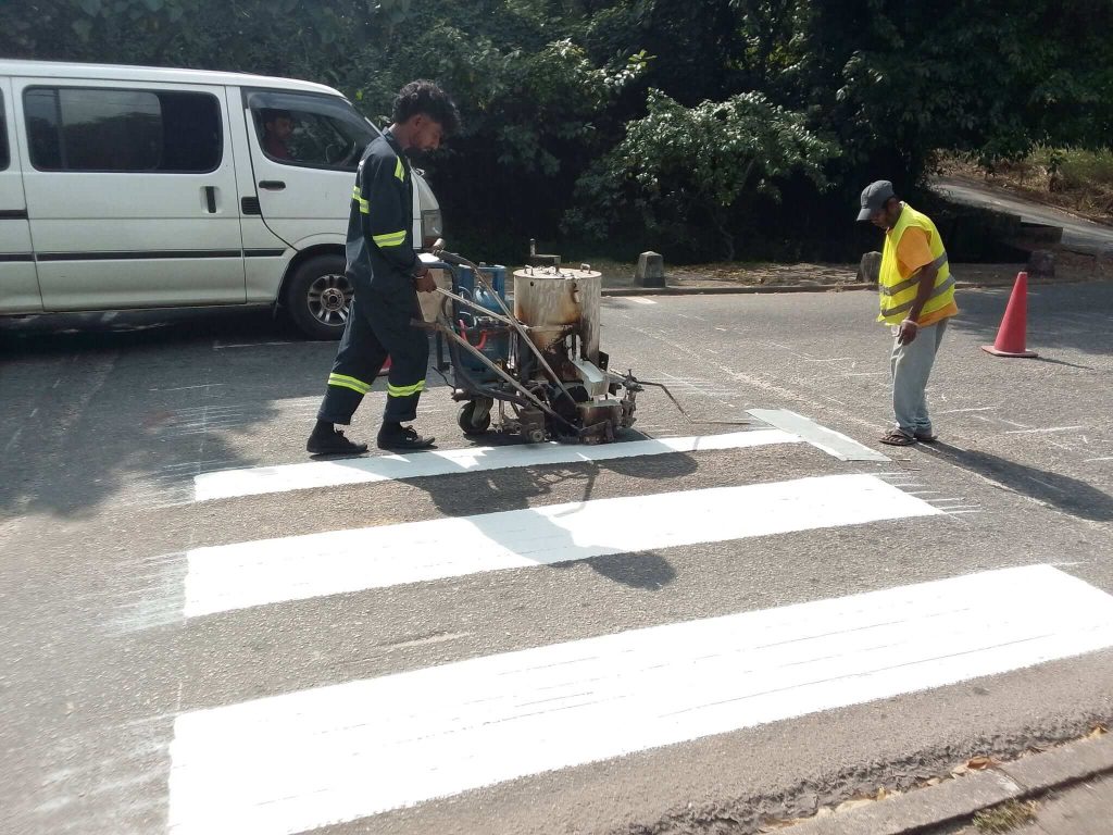 Remarking of Center Lines and Pedestrian Crossings at BOI Seethawaka